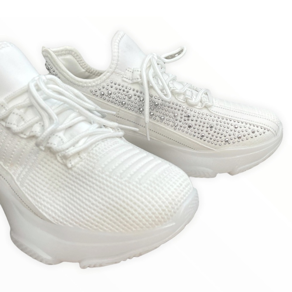 White Glitzy Rhinestone Embellished FlyKnit - Picture 4 of 10